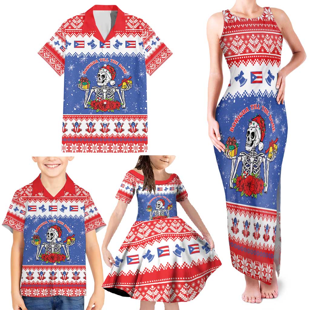 Puerto Rico Christmas Family Matching Tank Maxi Dress and Hawaiian Shirt Boricua Till The Bone - Wonder Print Shop