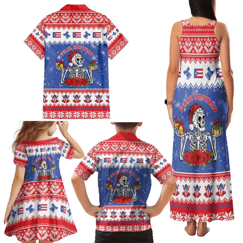 Puerto Rico Christmas Family Matching Tank Maxi Dress and Hawaiian Shirt Boricua Till The Bone - Wonder Print Shop