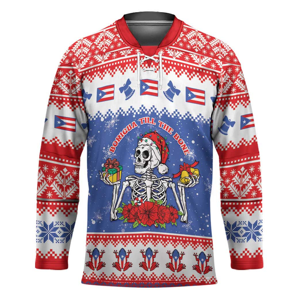 Puerto Rico Christmas Hockey Jersey Boricua Till The Bone - Wonder Print Shop