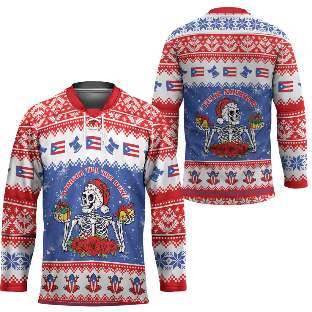 Puerto Rico Christmas Hockey Jersey Boricua Till The Bone - Wonder Print Shop