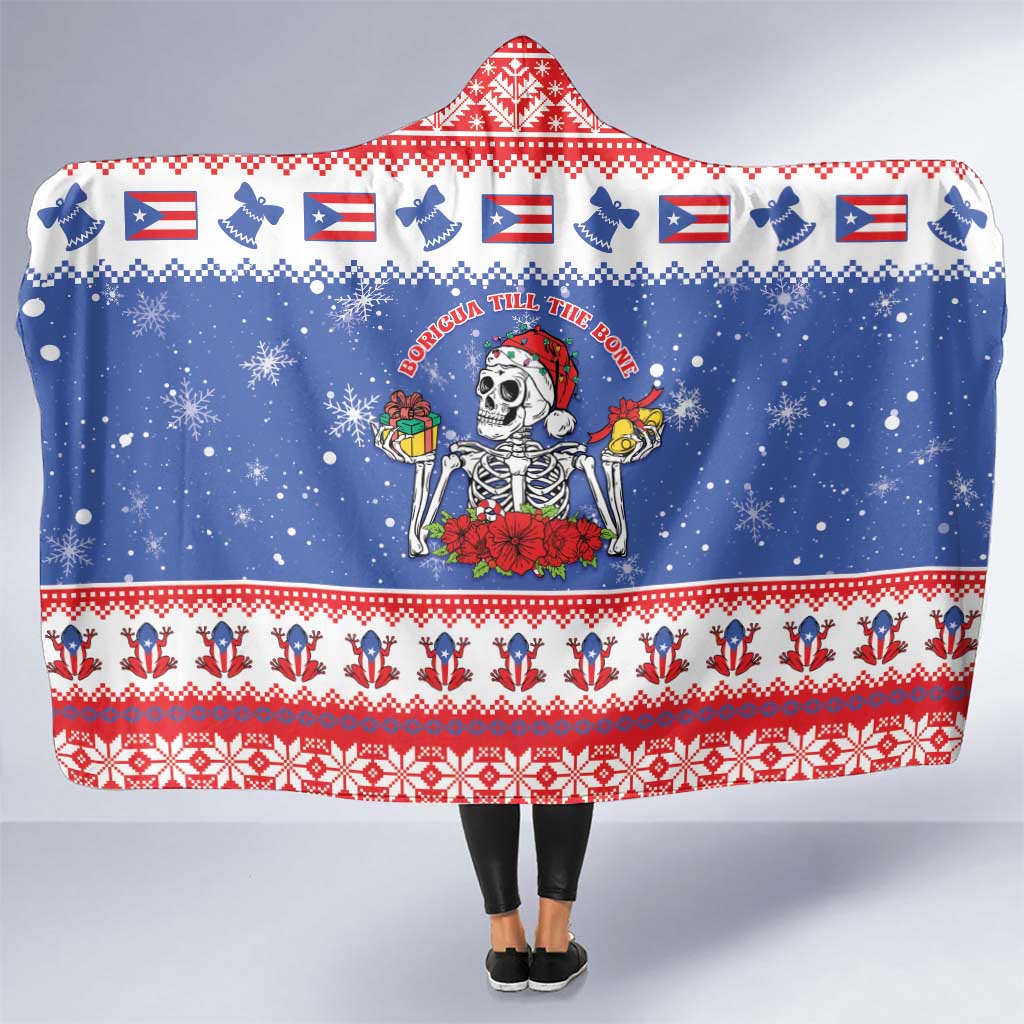 Puerto Rico Christmas Hooded Blanket Boricua Till The Bone - Wonder Print Shop