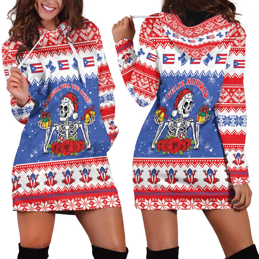 Puerto Rico Christmas Hoodie Dress Boricua Till The Bone - Wonder Print Shop