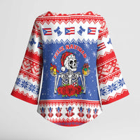 Puerto Rico Christmas Kimono Sleeve Blouse Boricua Till The Bone - Wonder Print Shop