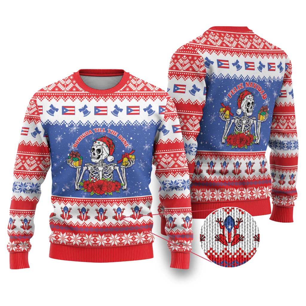 Puerto Rico Christmas Ugly Christmas Sweater Boricua Till The Bone - Wonder Print Shop