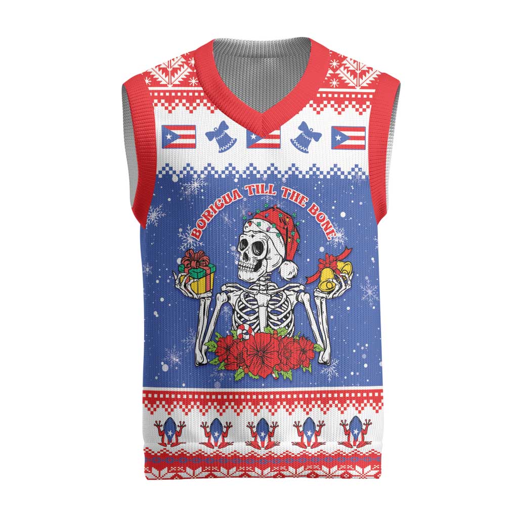 Puerto Rico Christmas Knitted V-Neck Vest Boricua Till The Bone - Wonder Print Shop