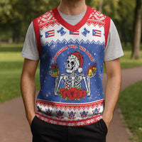 Puerto Rico Christmas Knitted V-Neck Vest Boricua Till The Bone - Wonder Print Shop
