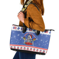 Puerto Rico Christmas Leather Tote Bag Boricua Till The Bone - Wonder Print Shop