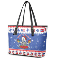 Puerto Rico Christmas Leather Tote Bag Boricua Till The Bone - Wonder Print Shop