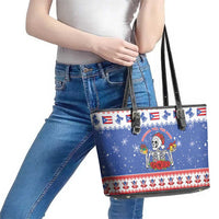 Puerto Rico Christmas Leather Tote Bag Boricua Till The Bone - Wonder Print Shop
