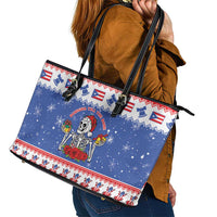 Puerto Rico Christmas Leather Tote Bag Boricua Till The Bone - Wonder Print Shop