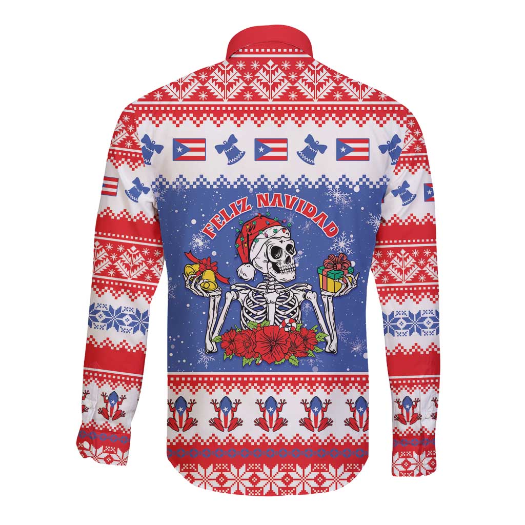 Puerto Rico Christmas Long Sleeve Button Shirt Boricua Till The Bone - Wonder Print Shop