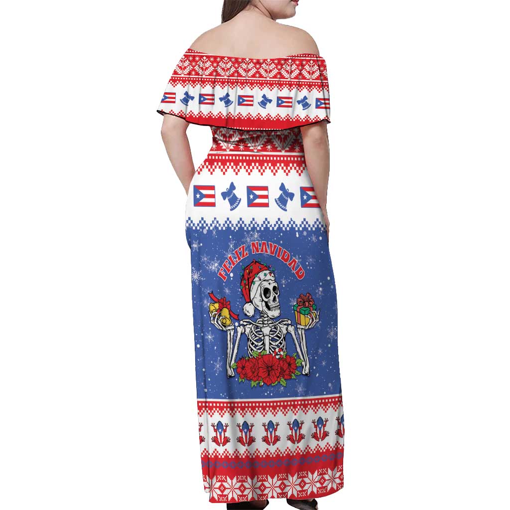 Puerto Rico Christmas Off Shoulder Maxi Dress Boricua Till The Bone - Wonder Print Shop
