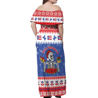 Puerto Rico Christmas Off Shoulder Maxi Dress Boricua Till The Bone - Wonder Print Shop
