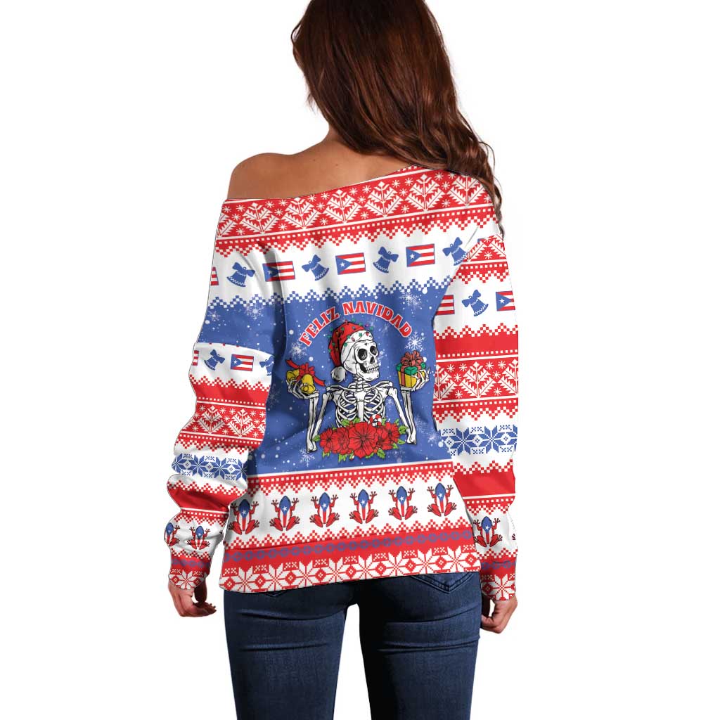 Puerto Rico Christmas Off Shoulder Sweater Boricua Till The Bone - Wonder Print Shop