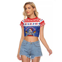 Puerto Rico Christmas Raglan Cropped T Shirt Boricua Till The Bone - Wonder Print Shop