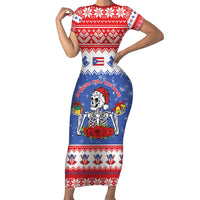 Puerto Rico Christmas Short Sleeve Bodycon Dress Boricua Till The Bone - Wonder Print Shop