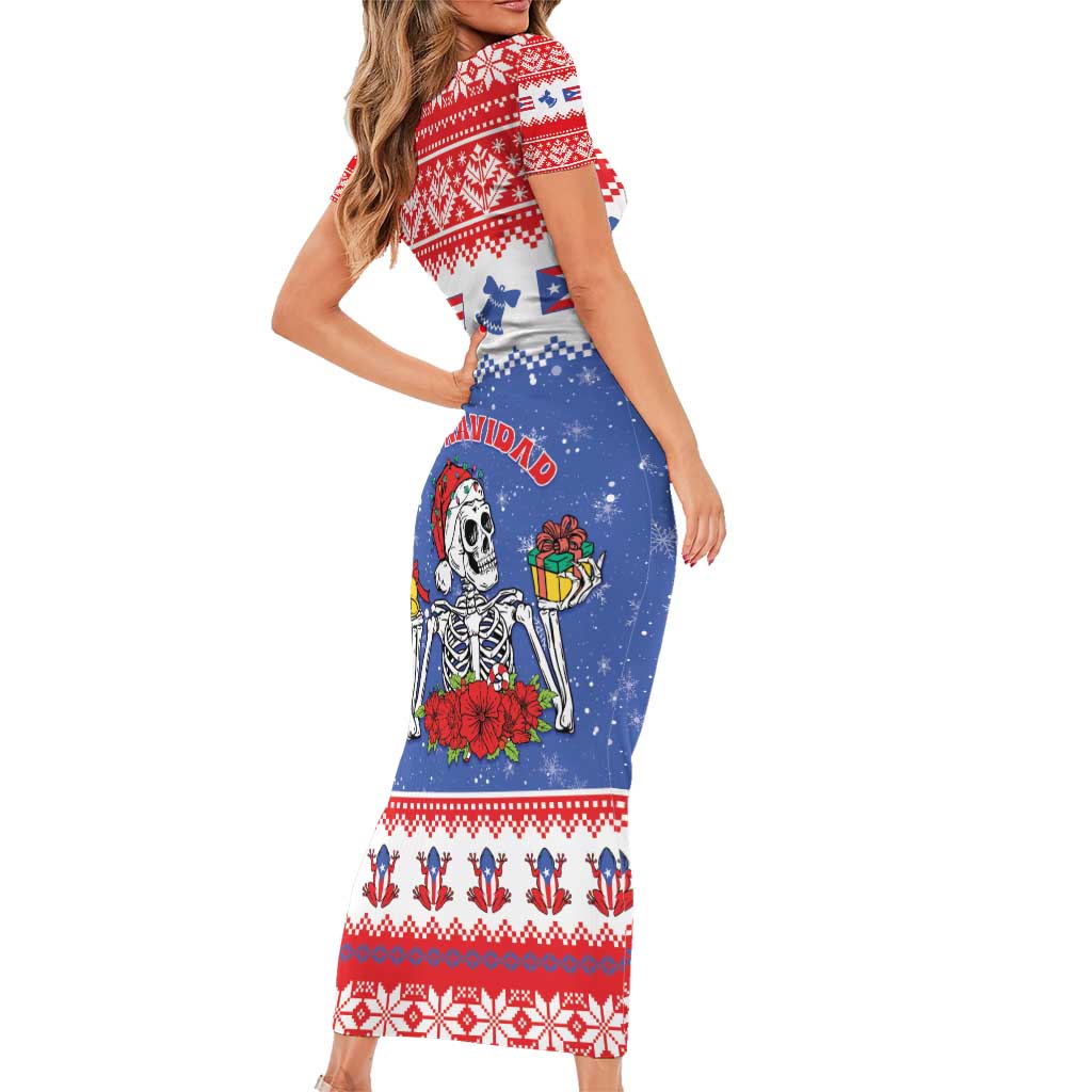 Puerto Rico Christmas Short Sleeve Bodycon Dress Boricua Till The Bone - Wonder Print Shop