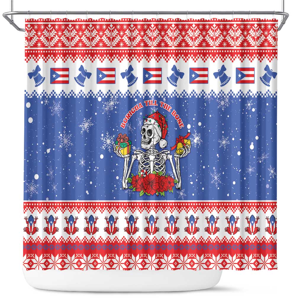 Puerto Rico Christmas Shower Curtain Boricua Till The Bone - Wonder Print Shop