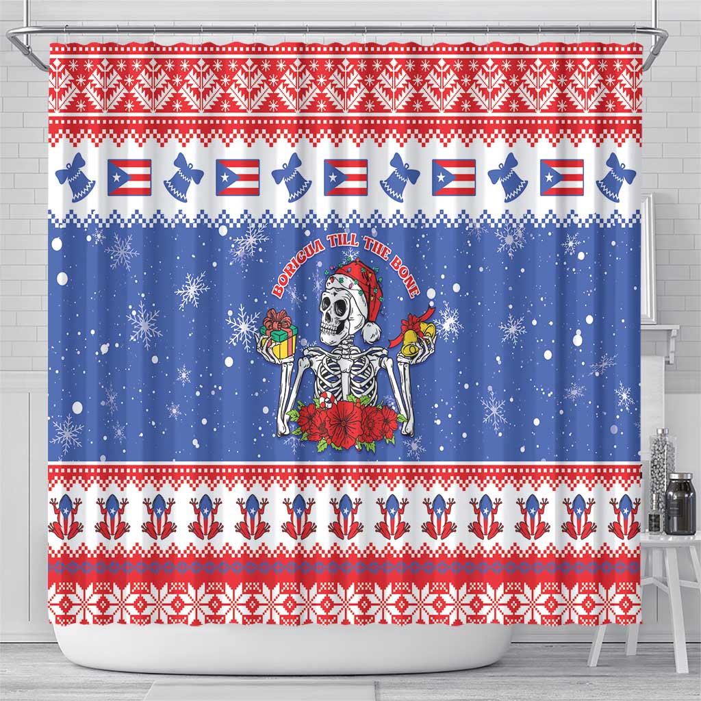 Puerto Rico Christmas Shower Curtain Boricua Till The Bone - Wonder Print Shop