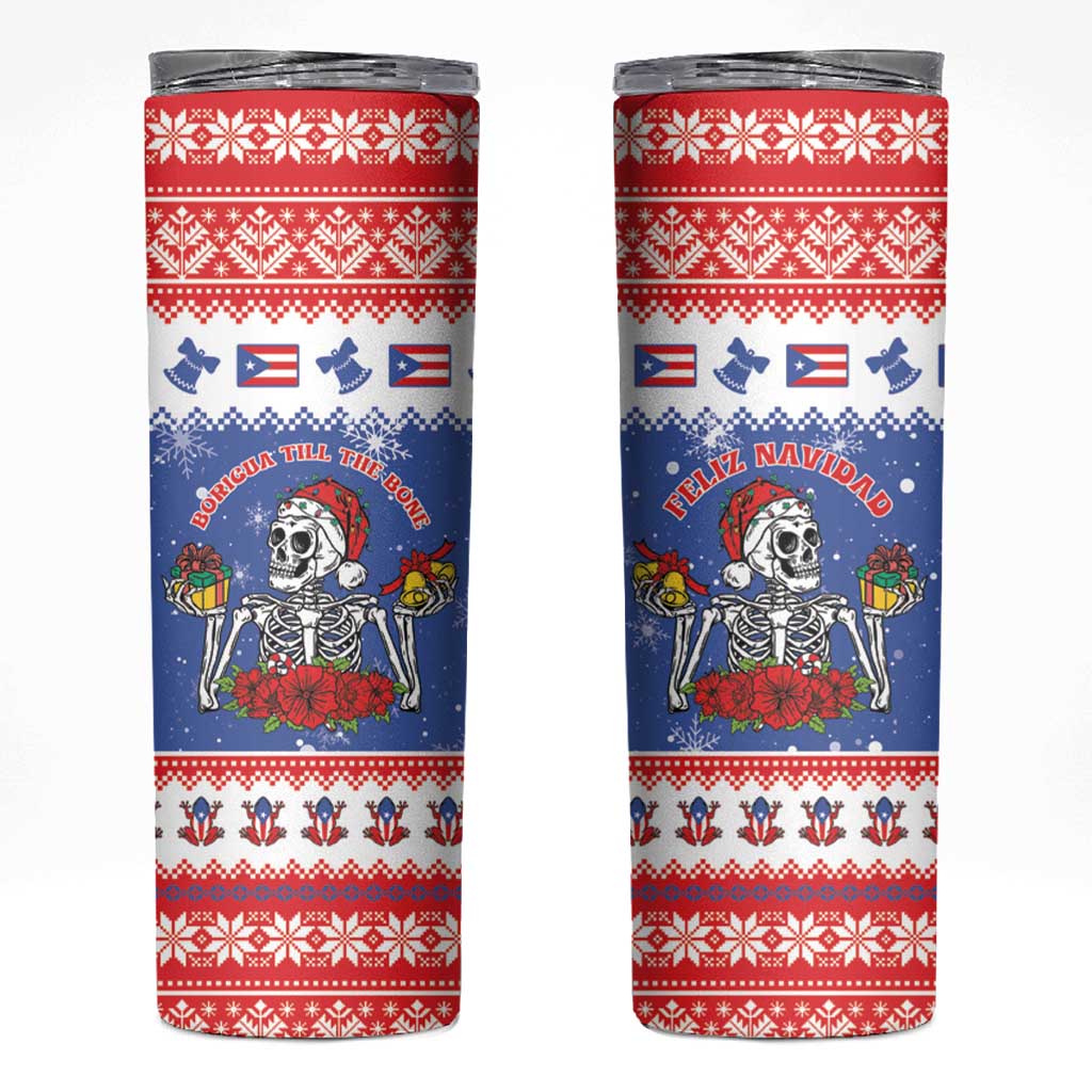 Puerto Rico Christmas Skinny Tumbler Boricua Till The Bone - Wonder Print Shop