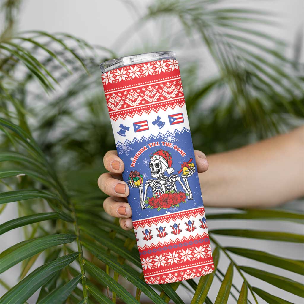 Puerto Rico Christmas Skinny Tumbler Boricua Till The Bone - Wonder Print Shop