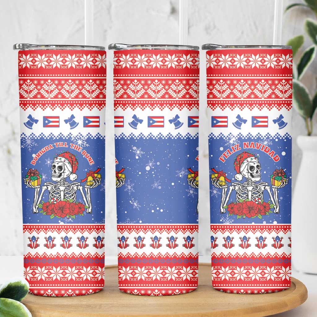 Puerto Rico Christmas Skinny Tumbler Boricua Till The Bone - Wonder Print Shop