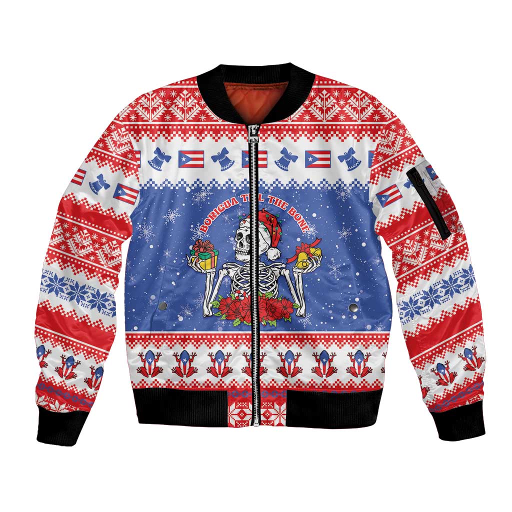 Puerto Rico Christmas Sleeve Zip Bomber Jacket Boricua Till The Bone - Wonder Print Shop