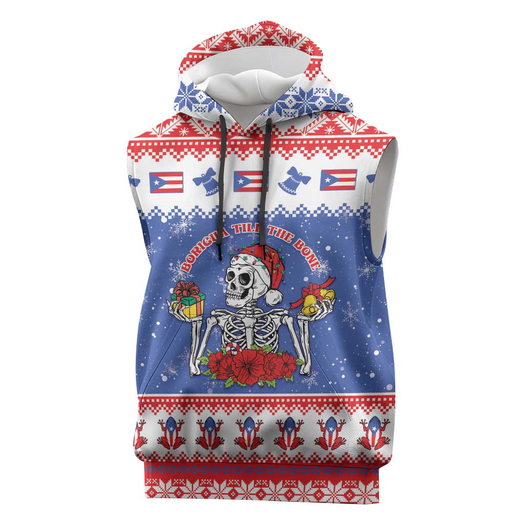 Puerto Rico Christmas Sleeveless Hoodie Boricua Till The Bone - Wonder Print Shop