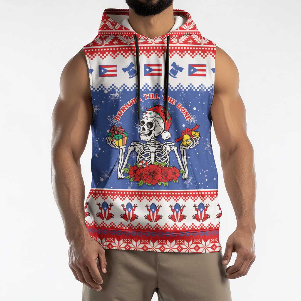 Puerto Rico Christmas Sleeveless Hoodie Boricua Till The Bone - Wonder Print Shop