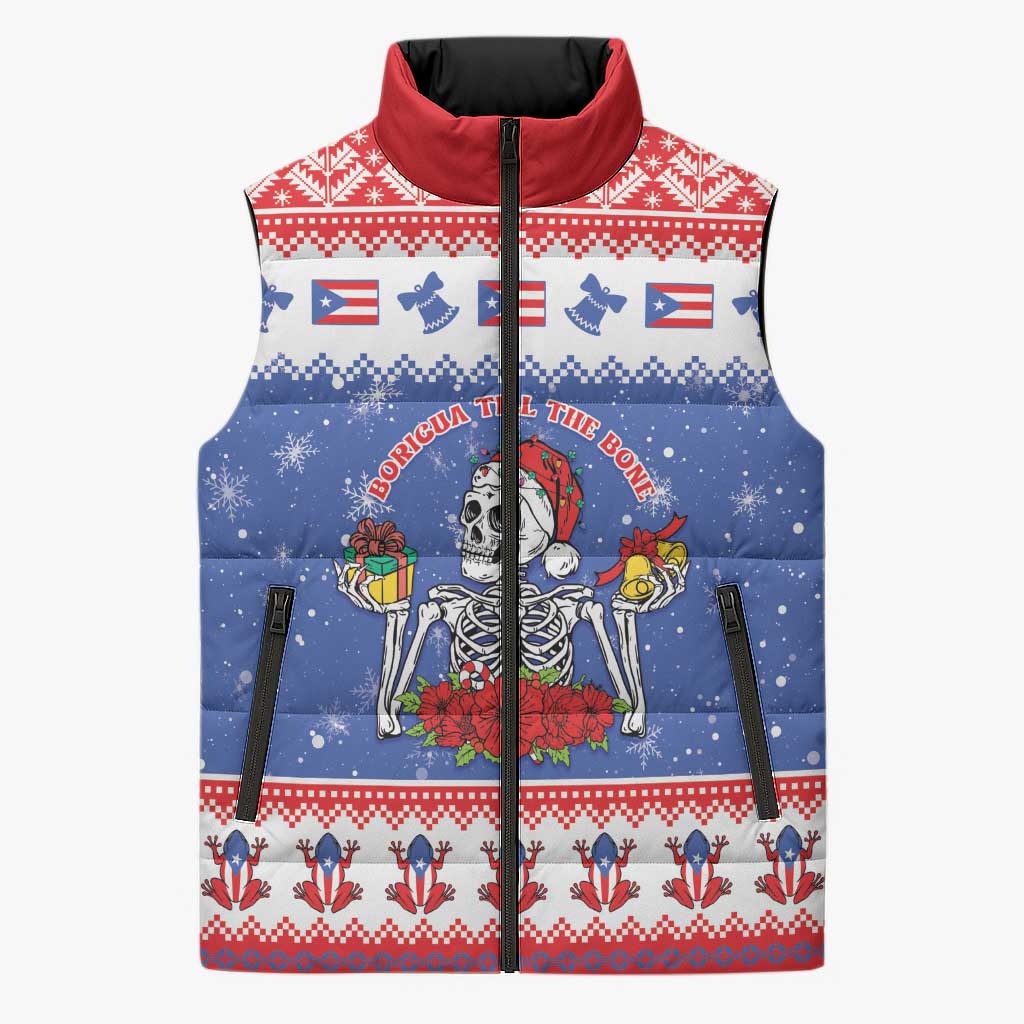 Puerto Rico Christmas Sleeveless Puffer Jacket Boricua Till The Bone - Wonder Print Shop