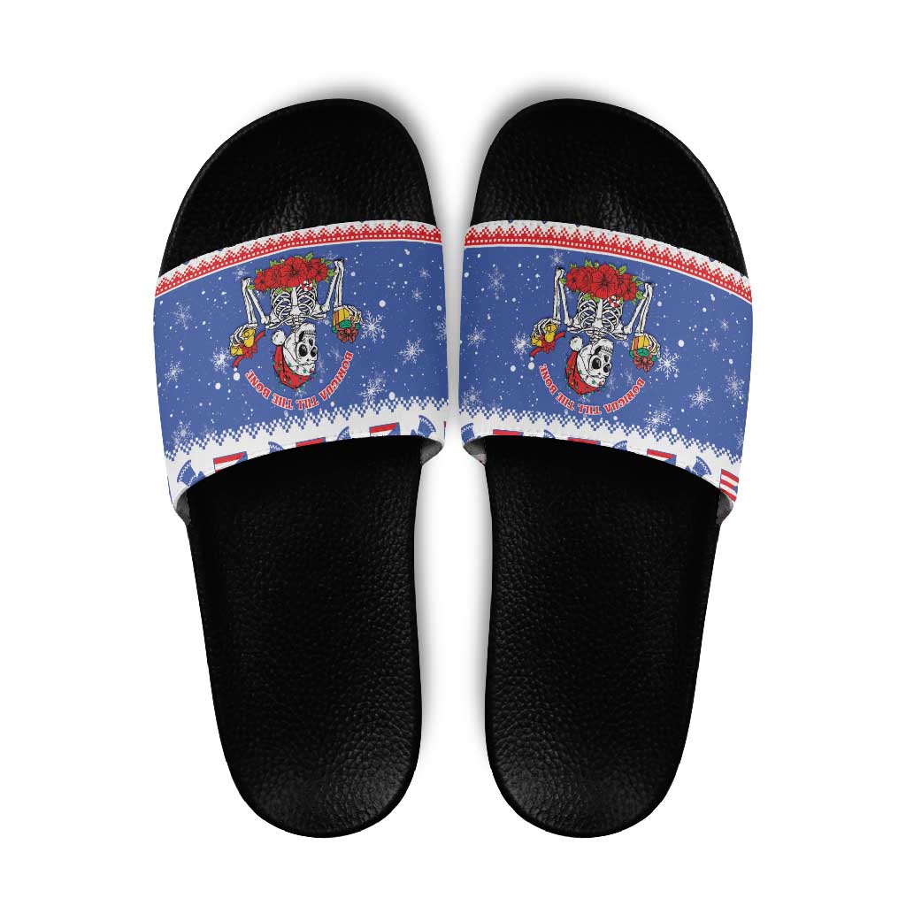 Puerto Rico Christmas Slide Sandals Boricua Till The Bone - Wonder Print Shop