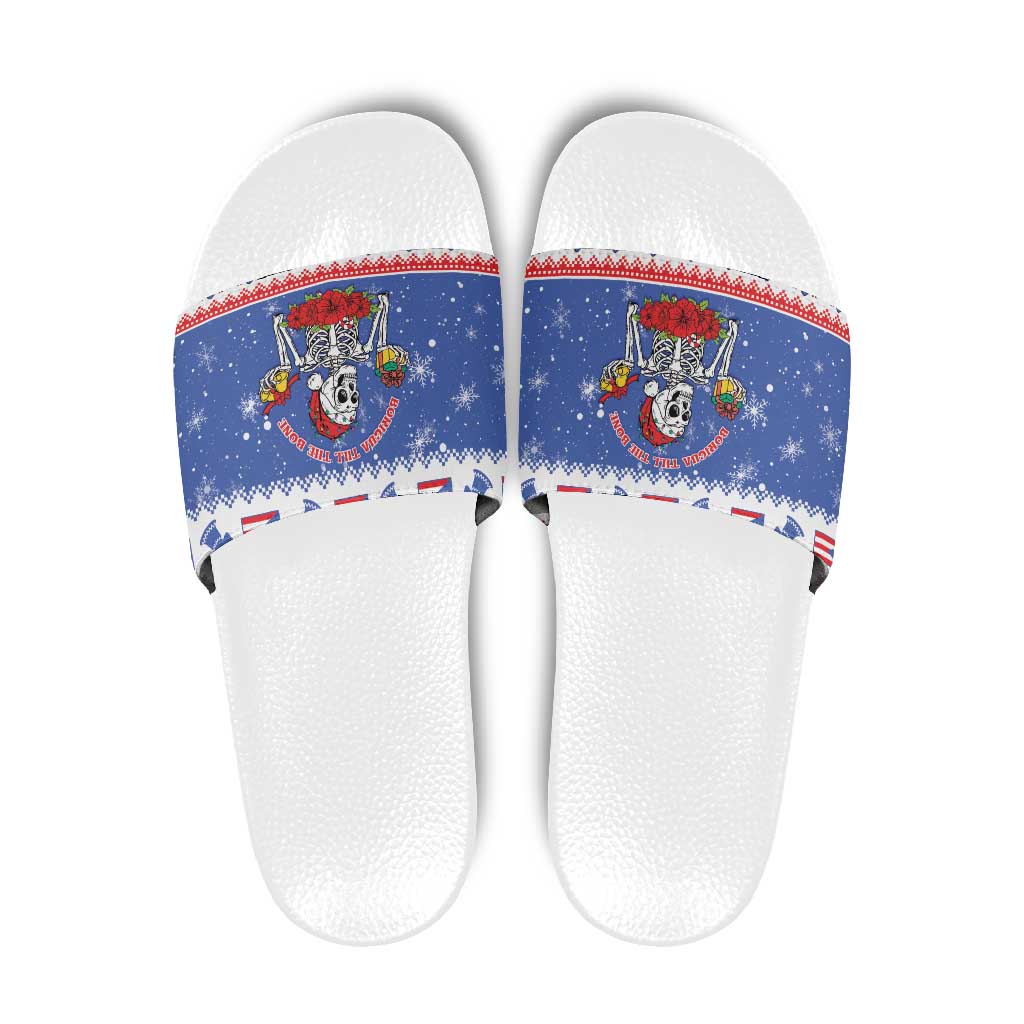Puerto Rico Christmas Slide Sandals Boricua Till The Bone - Wonder Print Shop