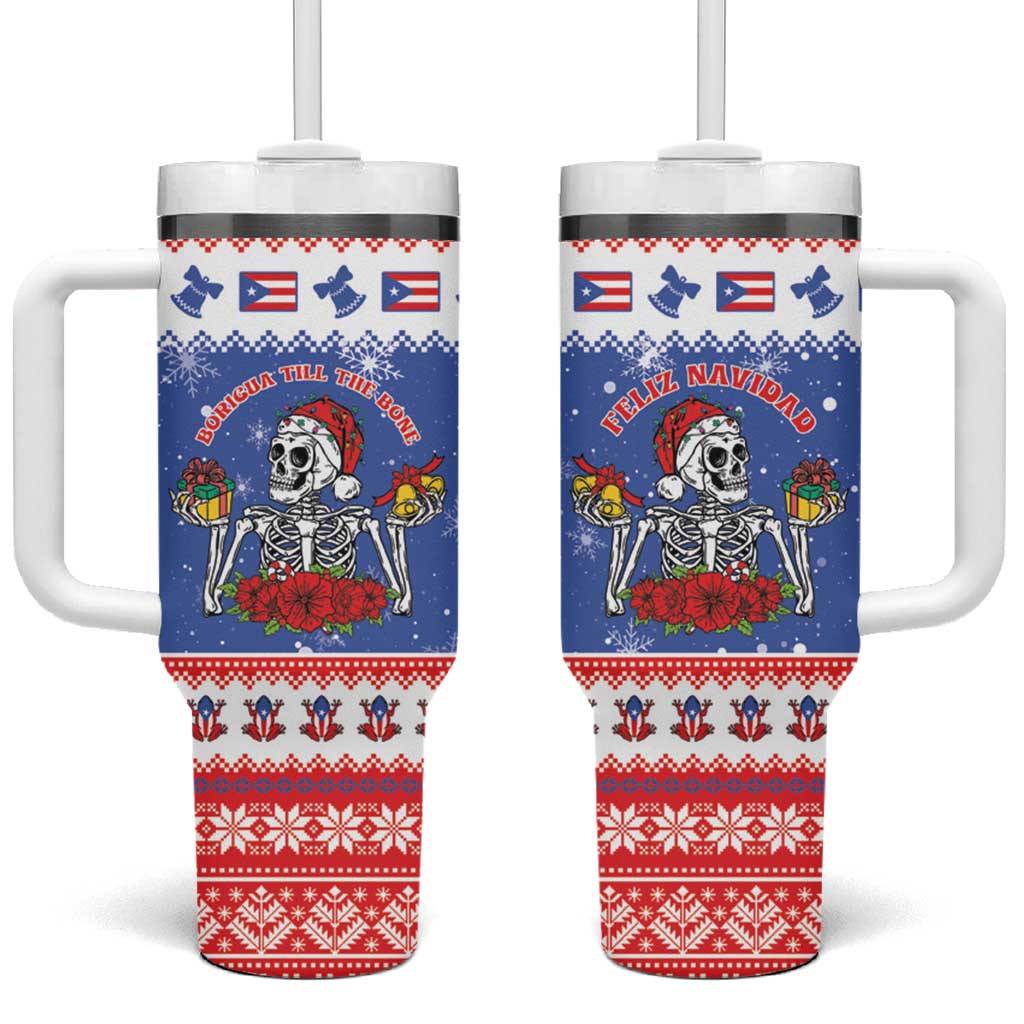 Puerto Rico Christmas Tumbler With Handle Boricua Till The Bone - Wonder Print Shop