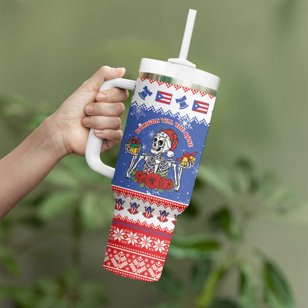 Puerto Rico Christmas Tumbler With Handle Boricua Till The Bone - Wonder Print Shop