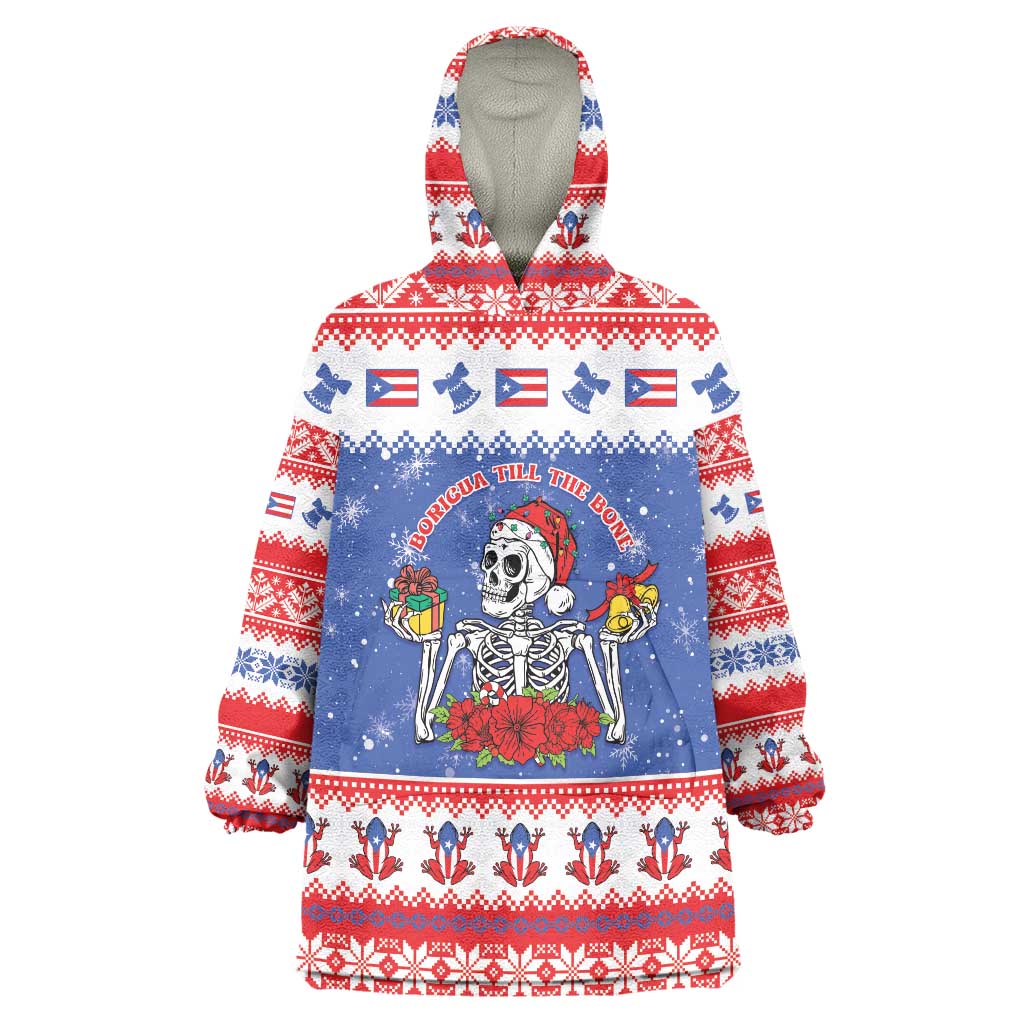 Puerto Rico Christmas Wearable Blanket Hoodie Boricua Till The Bone - Wonder Print Shop
