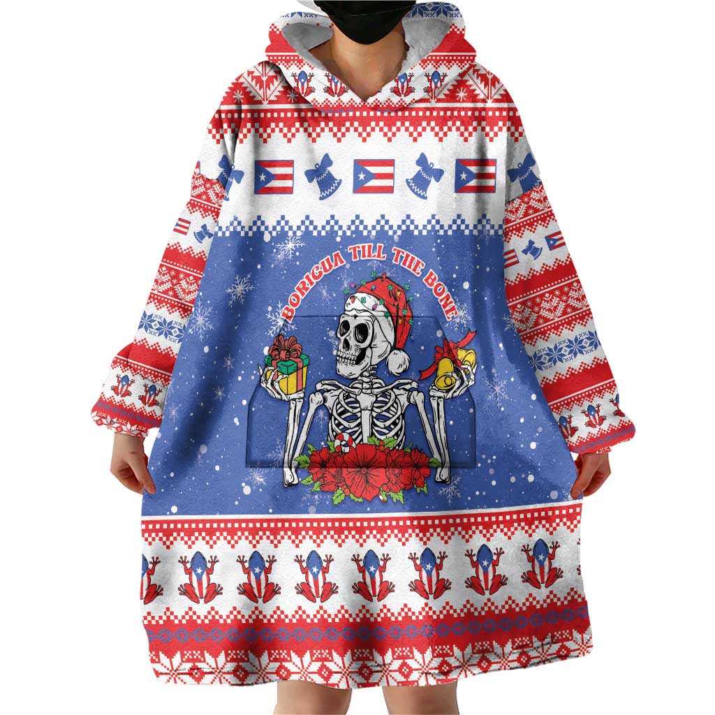 Puerto Rico Christmas Wearable Blanket Hoodie Boricua Till The Bone - Wonder Print Shop