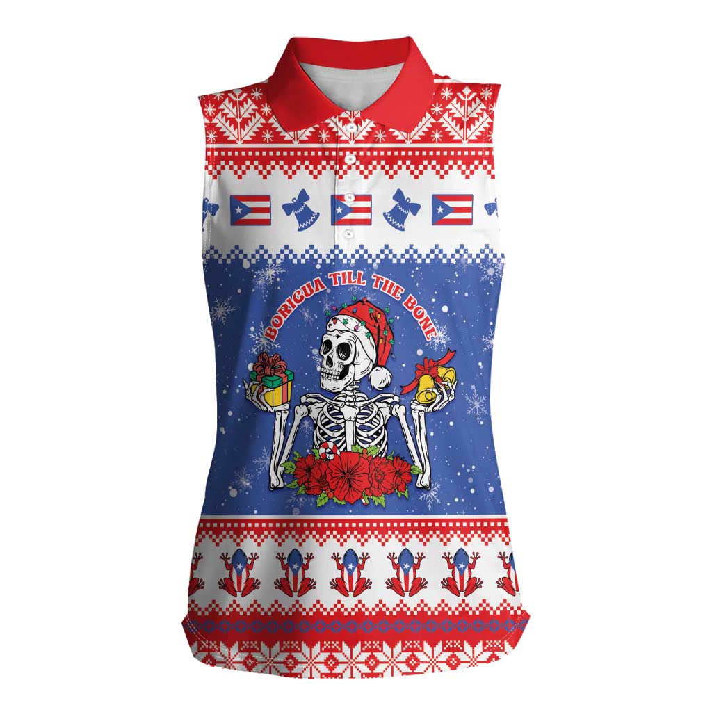 Puerto Rico Christmas Women Sleeveless Polo Shirt Boricua Till The Bone - Wonder Print Shop
