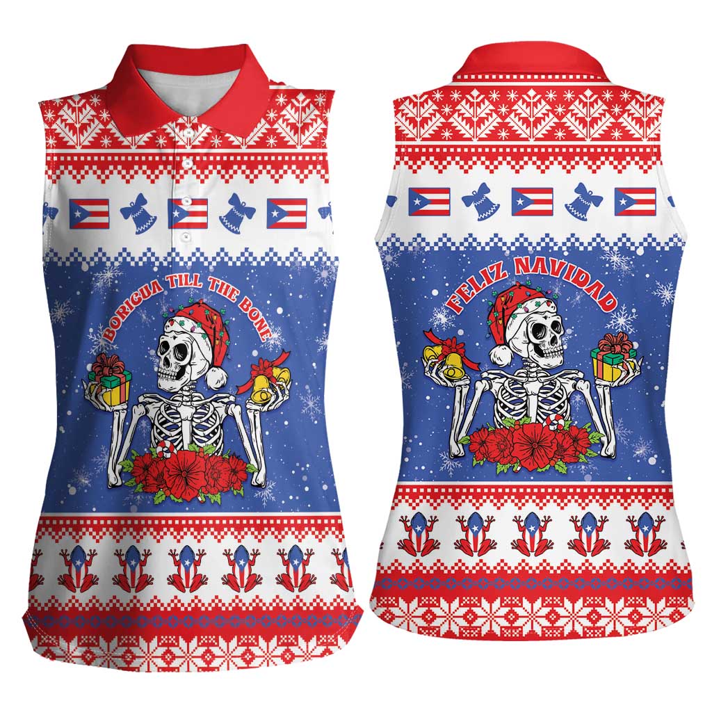 Puerto Rico Christmas Women Sleeveless Polo Shirt Boricua Till The Bone - Wonder Print Shop