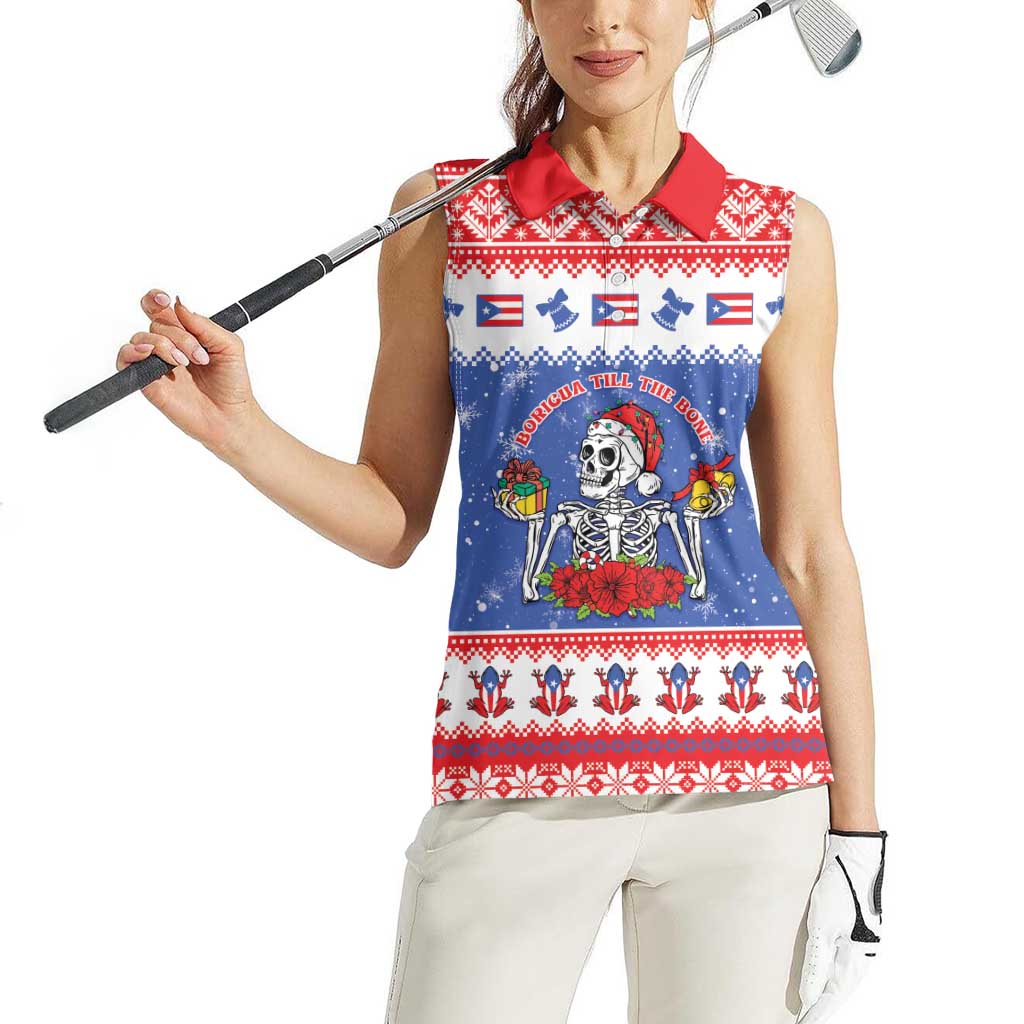 Puerto Rico Christmas Women Sleeveless Polo Shirt Boricua Till The Bone - Wonder Print Shop
