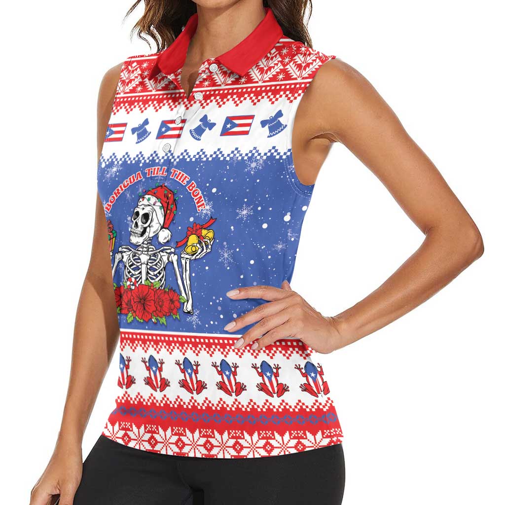 Puerto Rico Christmas Women Sleeveless Polo Shirt Boricua Till The Bone - Wonder Print Shop