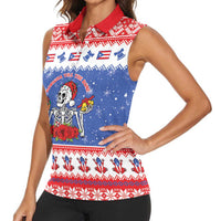 Puerto Rico Christmas Women Sleeveless Polo Shirt Boricua Till The Bone - Wonder Print Shop