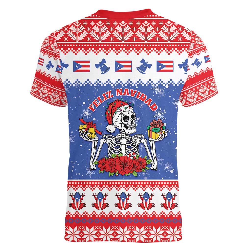 Puerto Rico Christmas Women V-Neck T-Shirt Boricua Till The Bone - Wonder Print Shop