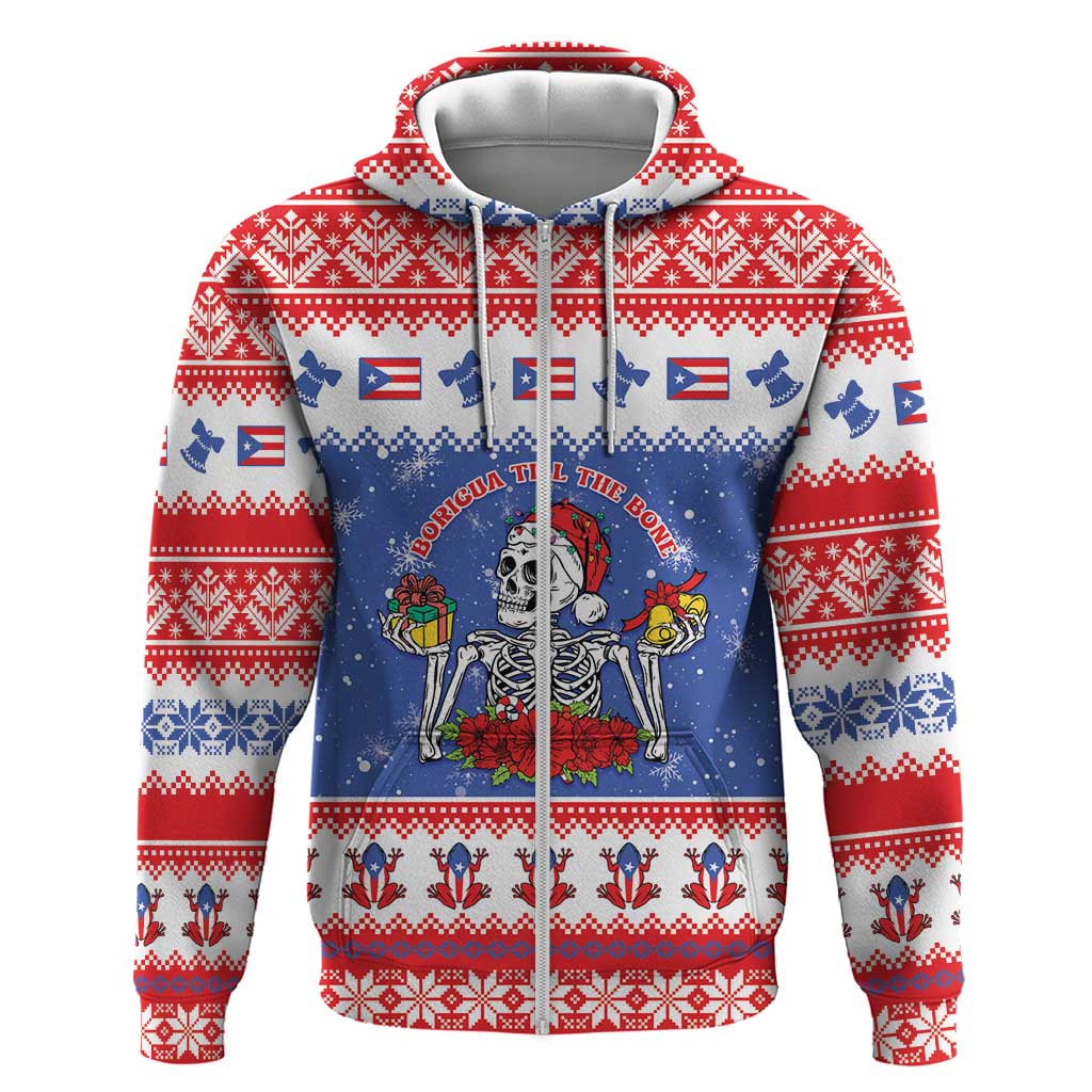 Puerto Rico Christmas Zip Hoodie Boricua Till The Bone - Wonder Print Shop