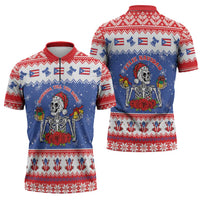Puerto Rico Christmas Zipper Polo Shirt Boricua Till The Bone - Wonder Print Shop