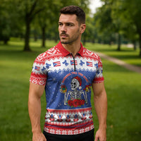 Puerto Rico Christmas Zipper Polo Shirt Boricua Till The Bone - Wonder Print Shop