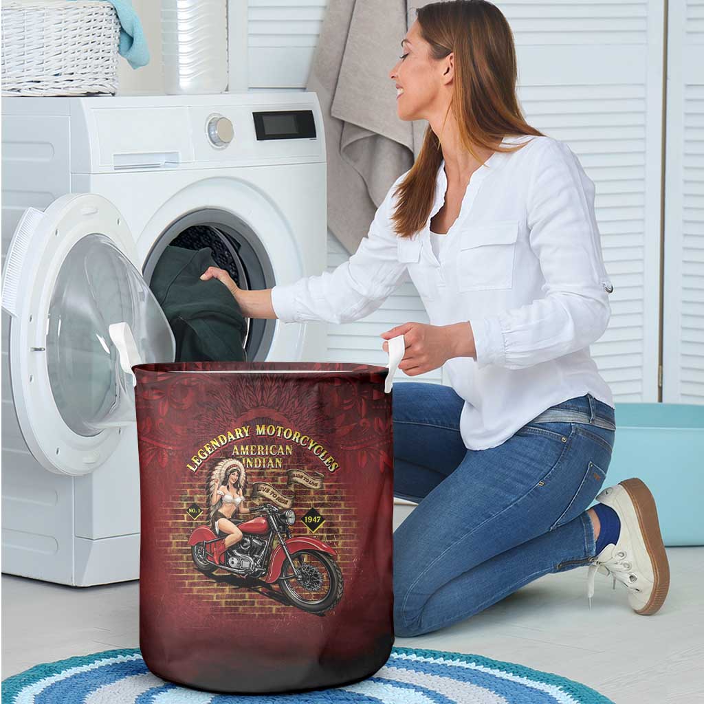 Native American Rider Laundry Basket Legendary Motorcycle Vintage Pin Up Girl - Wonder Print Shop