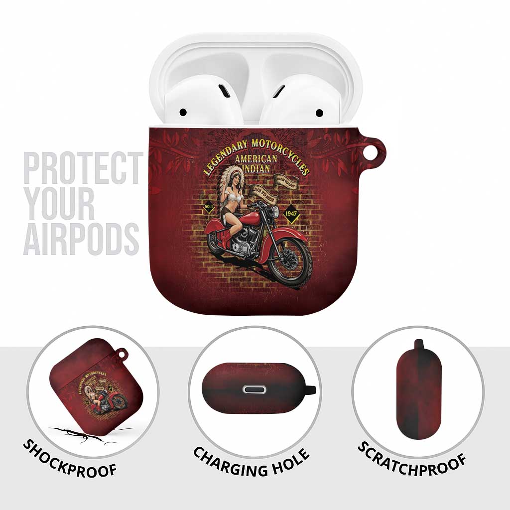 Native American Rider AirPods Case Legendary Motorcycle Vintage Pin Up Girl - Wonder Print Shop