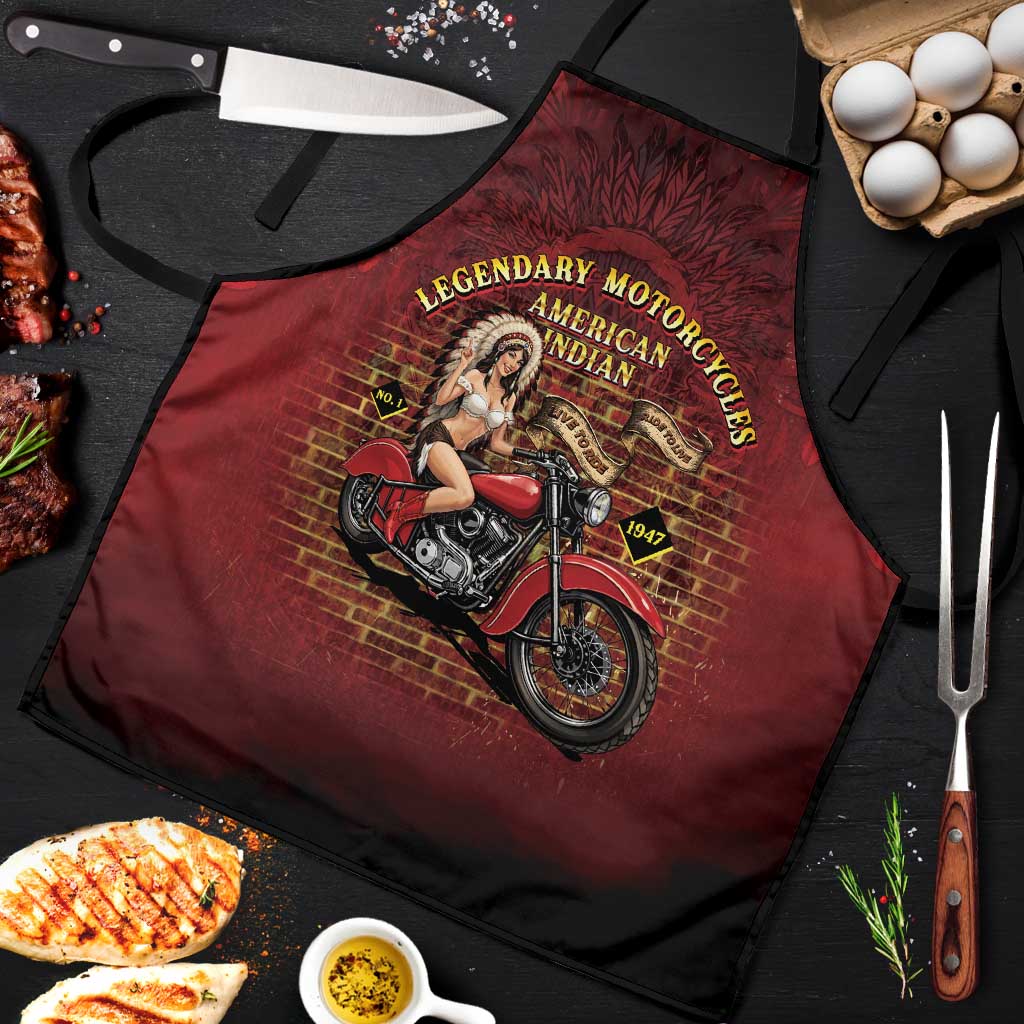 Native American Rider Apron Legendary Motorcycle Vintage Pin Up Girl - Wonder Print Shop