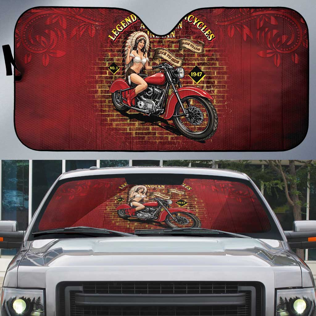 Native American Rider Auto Sun Shade Legendary Motorcycle Vintage Pin Up Girl - Wonder Print Shop
