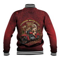 Native American Rider Baseball Jacket Legendary Motorcycle Vintage Pin Up Girl - Wonder Print Shop